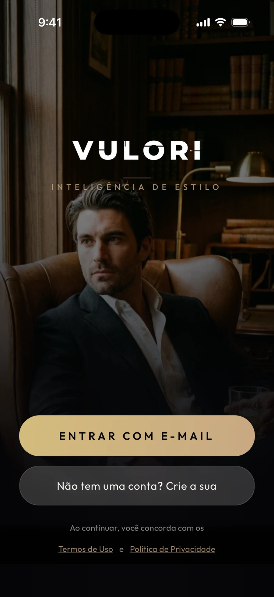 Tela de entrada do app VULORI